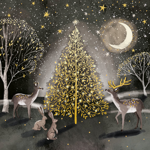 Beautiful Golden Tree - Christmas Cards 2025