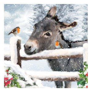 Donkey and Robins Christmas Card 2023