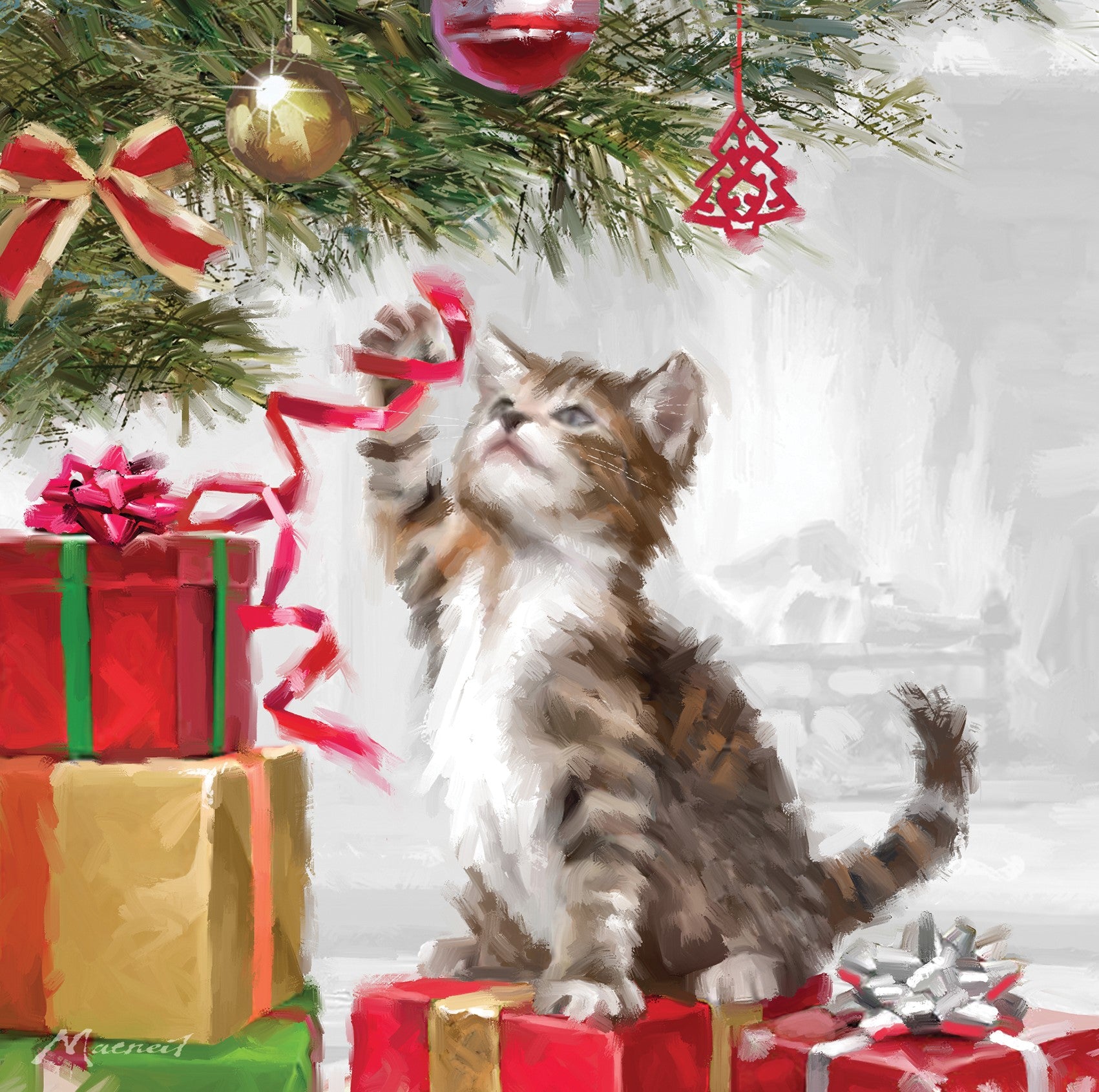 Playful Kitten Christmas Card 2023